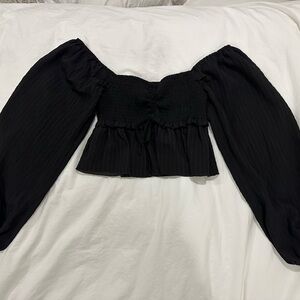 Nordstrom WAYF black smocked blouse size XS